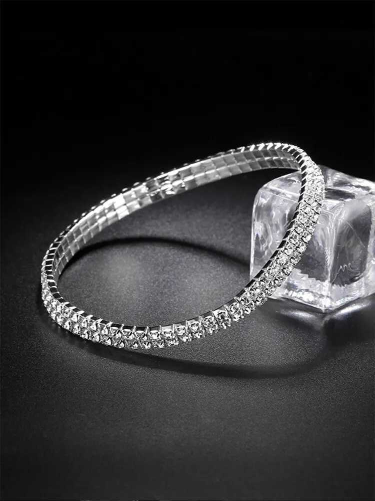 3PCs Womens Sparkling Round Diamond Band Quartz Watch+Bracelet Combination Set XJ250527