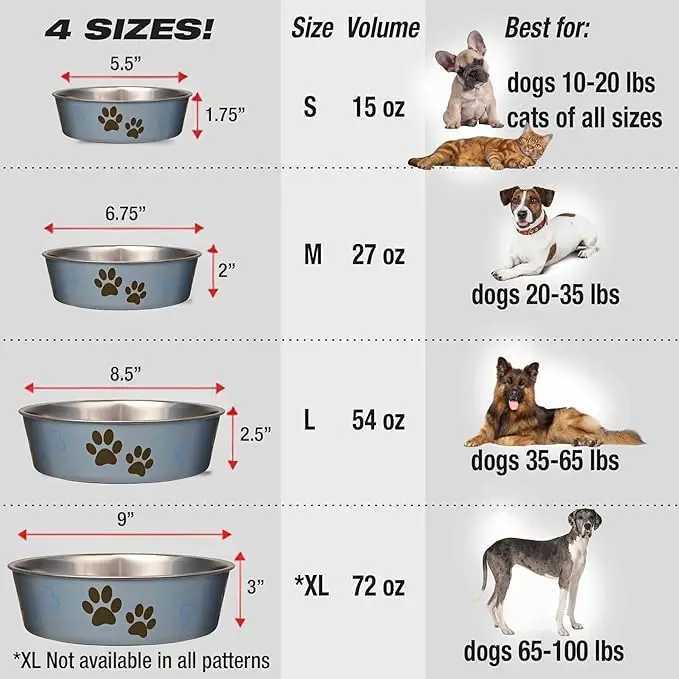 Stainless Steel No-Tip Pet Bowl - Non-Skid Spill-Proof Medium Size Y250528