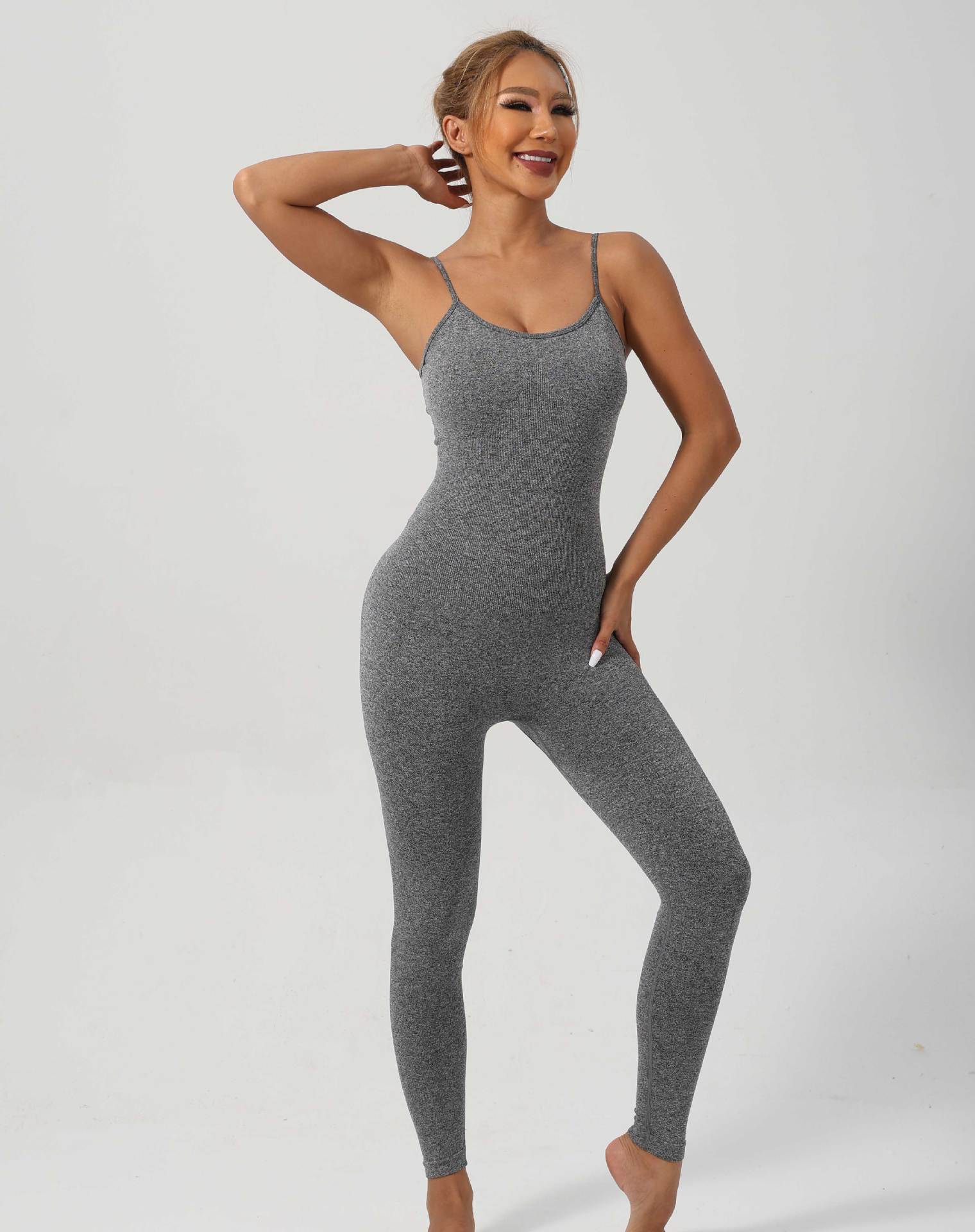 Explosion models seamless high elastic threaded pants sports back shaping jumpsuit yoga clothing / Europe and the United States new high elasticity se