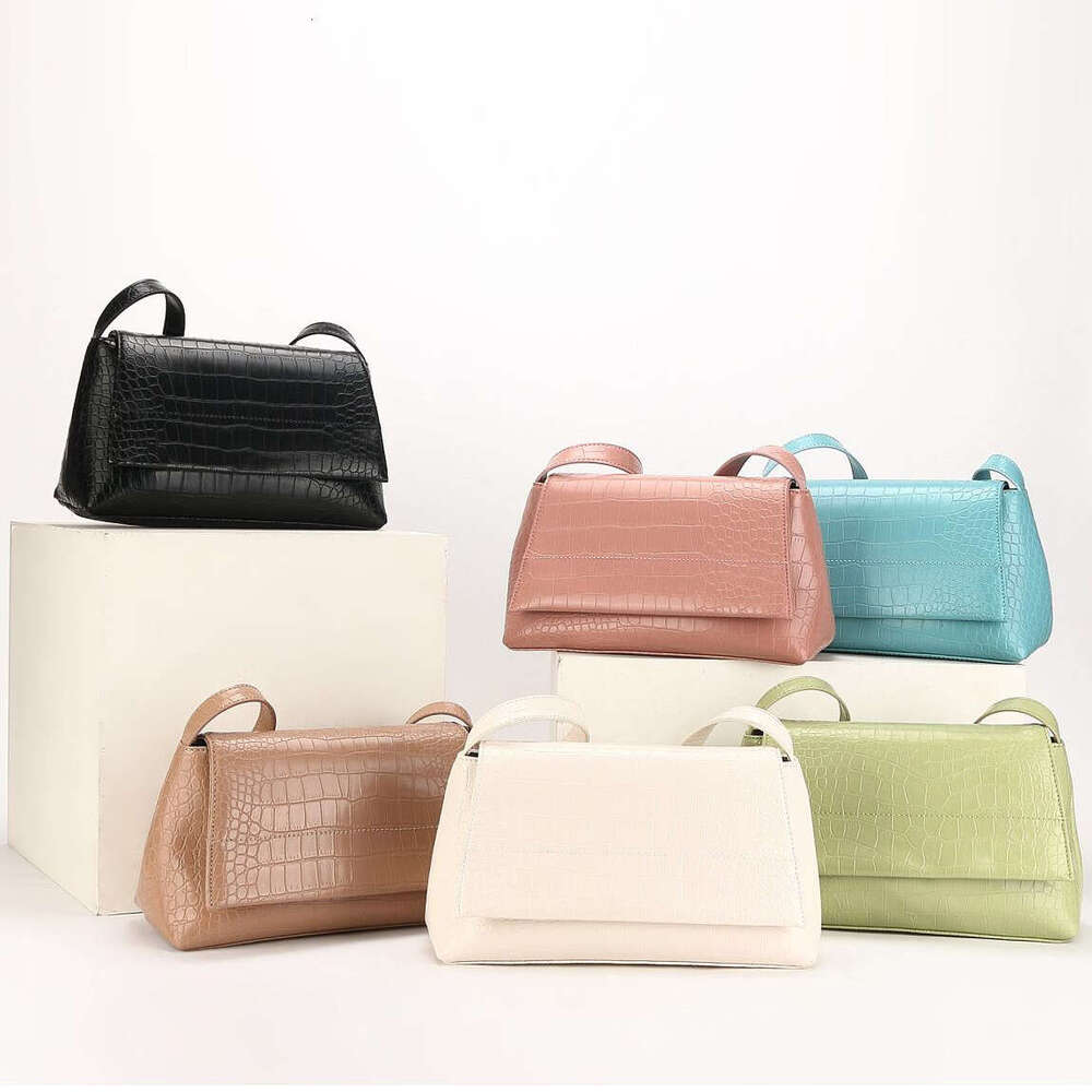 for Women 2023 New Top Layer Cowhide Crocodile Pattern Underarm Simple Niche Handbag Literary Forest Style Women's Bag