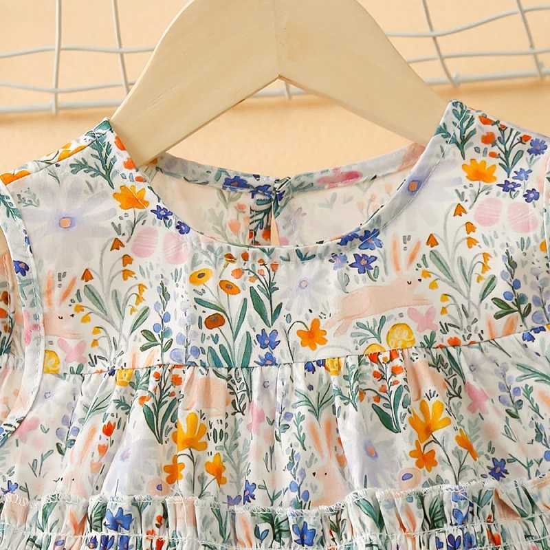 Sweet Girls Summer Floral Fairy Dress Childrens Vest Cotton Skirt Suspender Dresses Soft Skin-friendly 1-7 Y Kids Clothing X250528