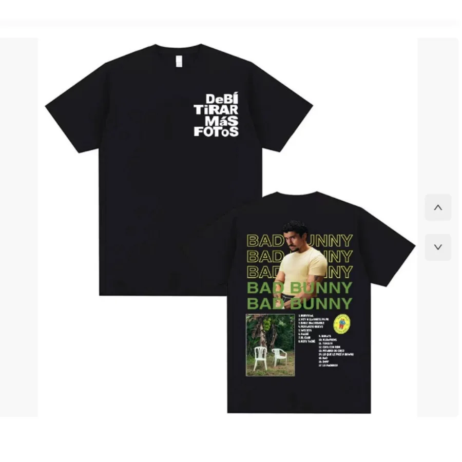 Rap Bad Bunny DTMF Debi Tirar Mas Fotos Funny Tshirt Men Summer Casual Male T Shirt Hipster Hip-hop Tee Shirt Homme Streetwear