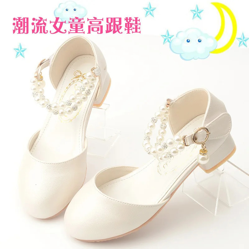 Children Girls Leather White Princess High Heel Kid Dress Student Show Dance Sandal Shoes toddler shoes girl mary jane 3 250528