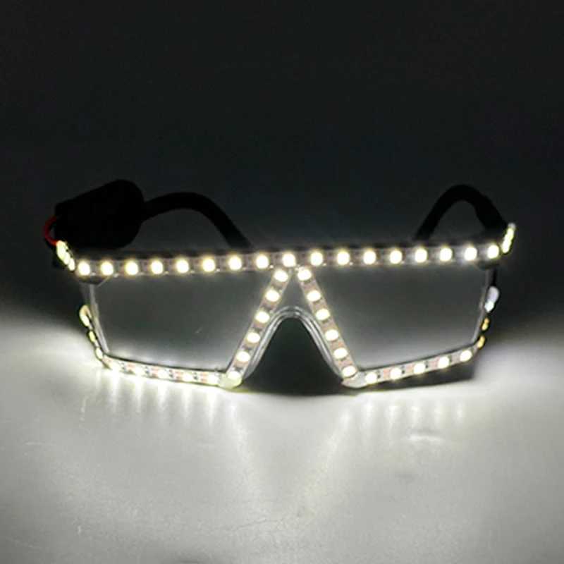 LED Light Conjoined Sunglasses NightClub Concert Masquerade Stage Performance Props LED Cool Transparent Glasses DJ Sunglasses W250528