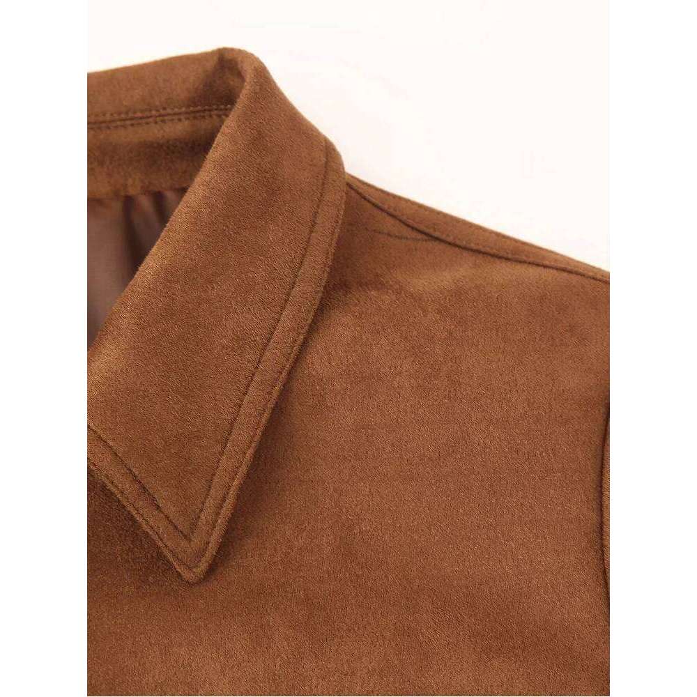 Autumn and Winter American Retro Casual Fashion Versatile High-End Style Western Slim Brown Jacket for Women