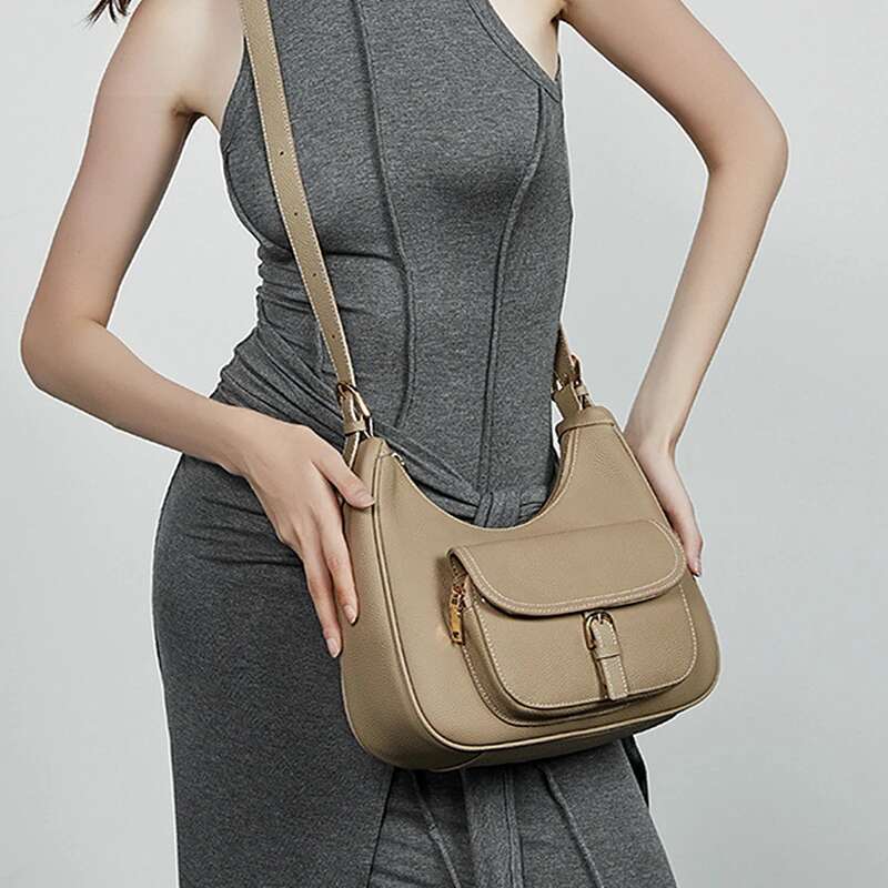Toptrends 100% Genuine Leather Underarm Shoulder Bags For Women 2025 Designer Crossbody Hobos Office Tote Ladies Handbags