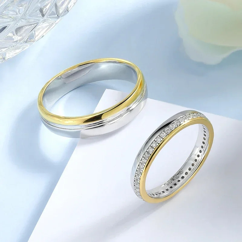 TFGLBU Trendy 100% All Couple S925 Sterling Sliver Ring for Women Diamond Wedding Proposal Engagement Band Jewelry 250519