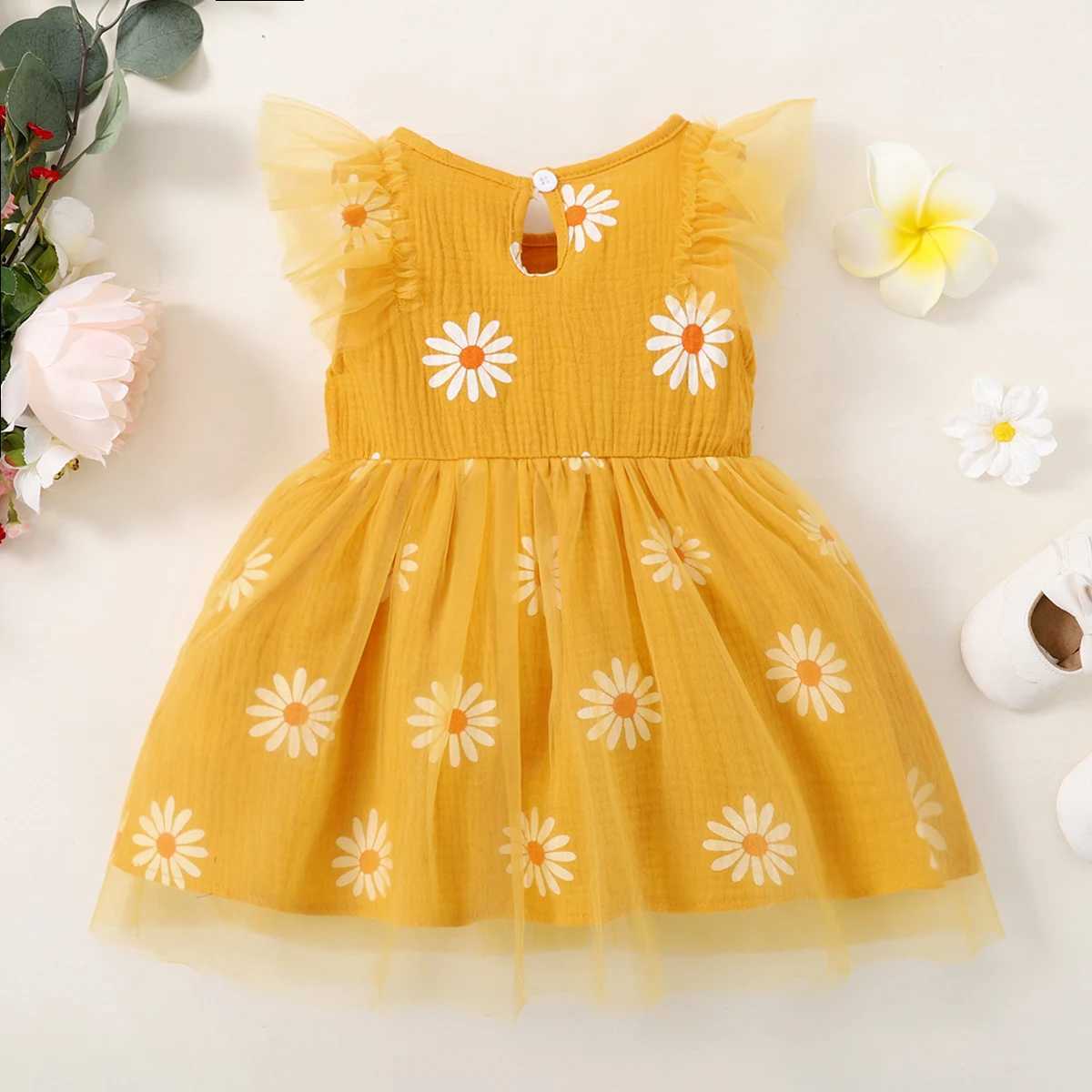 Toddler Girls Summer Dress Small Daisy Sleeveless Tulle Holiday Party Princess DressSuitable for Cute Girls Aged 1-5 Years X250528