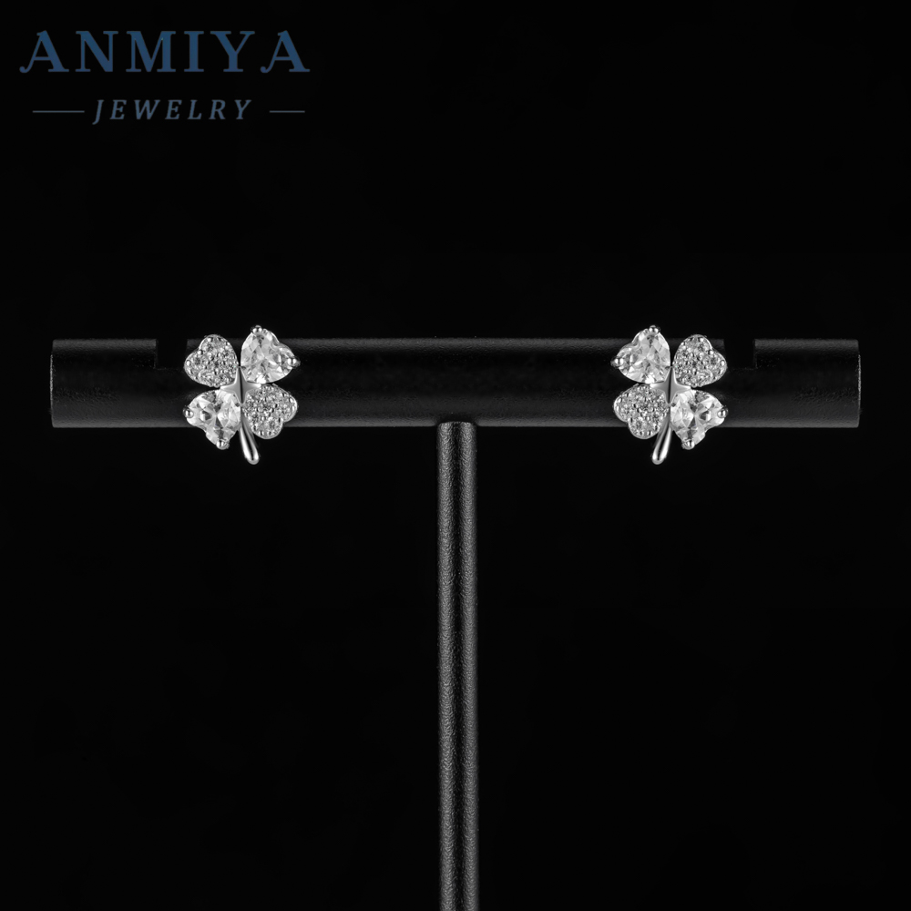 Wholesale 2024 Summer 925 Sterling Silver Earrings Zircon Clover Earrings for Women