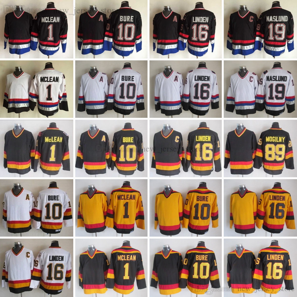 1990 VintageCCM Hockey 10 PavelBure Jersey Throwback Embroidery 16 TrevorLinden 89 AlexanderMogilny Jerseys Ice Sport Classic Retro