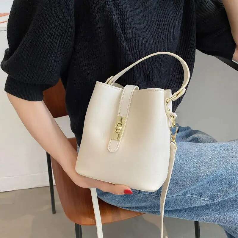 Evening Bags Fashion Small Bucket Bag Ladies Beige Yellow Shoulder Casual Messenger Mini Handbag Solid Color Mobile Phone Party