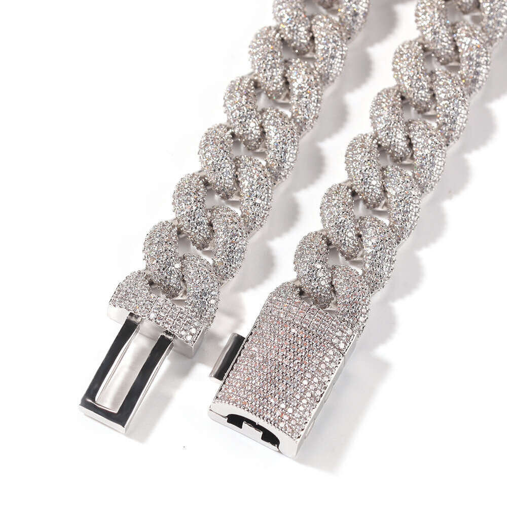 DHCollections Iced Out HipHop Cuban Chain Necklace for Men Women Silver Gold Cross Pendant Jewelry 14mm Width