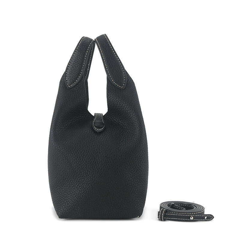 2025 French Niche Top Layer Cowhide Basket Genuine Leather Women's Large Capacity High-end Commuter Handbag Shoulder Bag