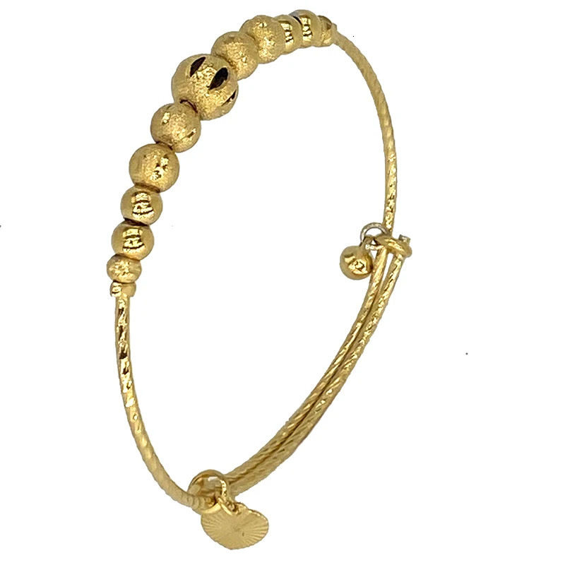 2pclot Dubai Bangles Ethiopian Indian bracelet Gold Color charm bangles bead jewelry African Ball Bride Party Gifts 250517