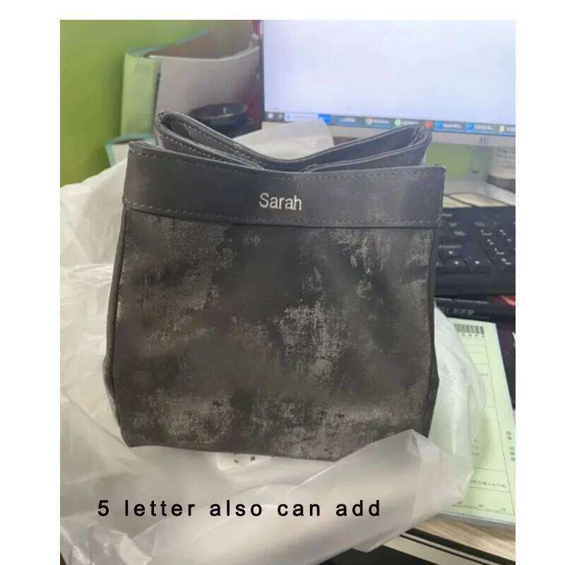 Custom Letter Suede Leather Women Bucket Bag Female Party Handbag 2024 New Fashion Chinese Style Brand Tote Bags