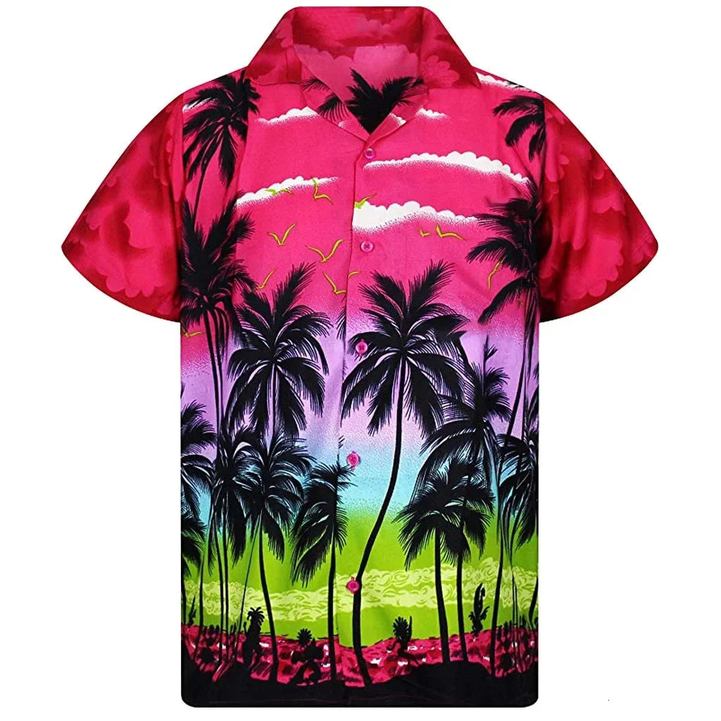 3D Hawaiian Palm Tree Creative Print Quick-drying Breathable Sport Y2k Hombre Summer S-5XL Beach Short-sleeved Shirt 250527