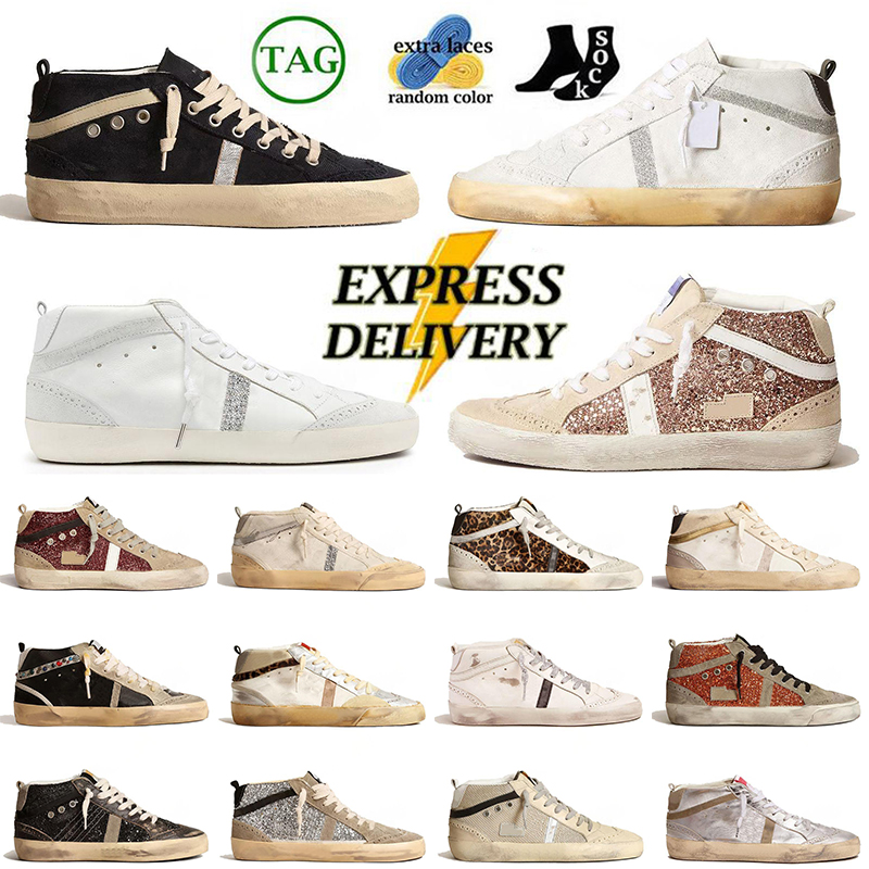 High Top Golden Star Shoes Mid Slide Stars Sneakers Handmade Dirty Old Do Plate-forme Mid-Star Men Women Luxury Italy Chaussures Classic Suede Leather Casual Shoes