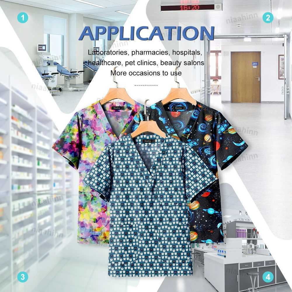 Laboratory Dental Clinic Veterinary Work Scrub Tops Cotton Soft Short Slved Shirt Fashion Doctors Nurses Pediatrician Workwear X250528