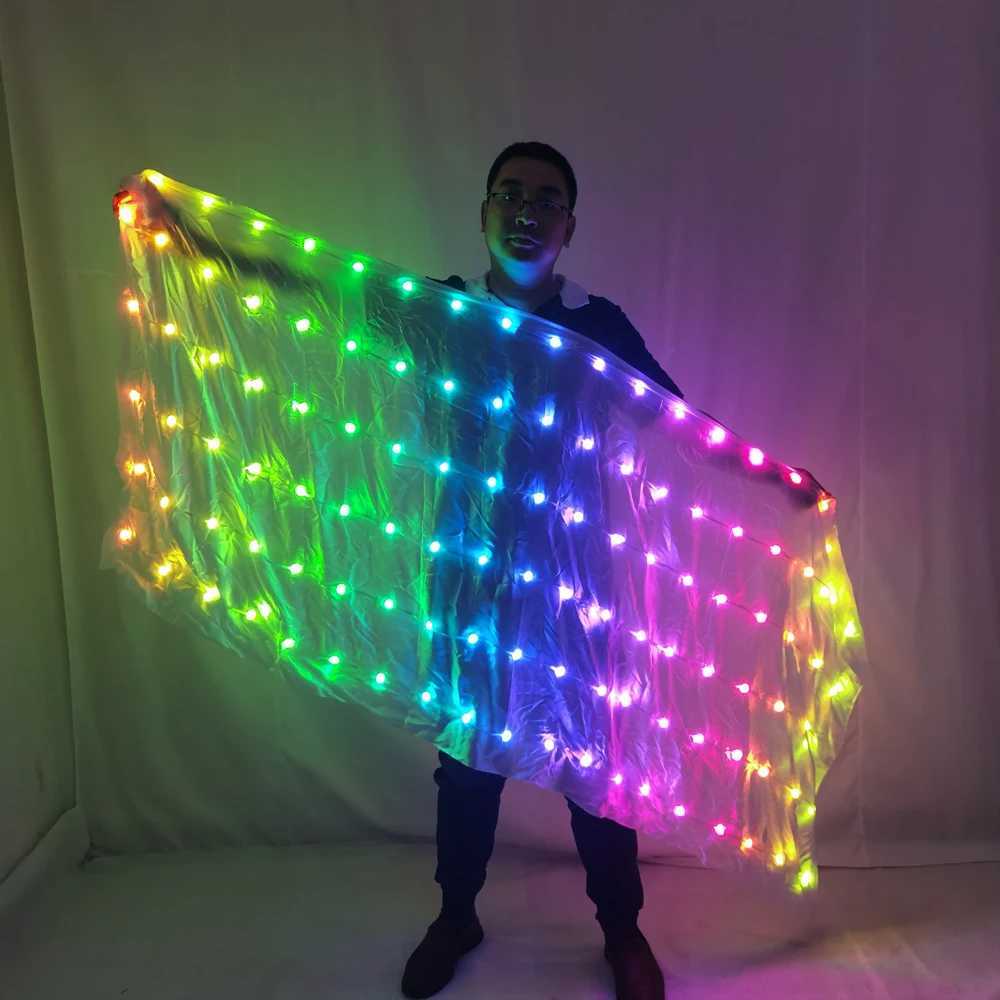 New Belly Dance LED 100% Veils Light Silk Performance Props Accessories 200 Pieces Rainbow Colored Rectangle LED Veil Silk W250528