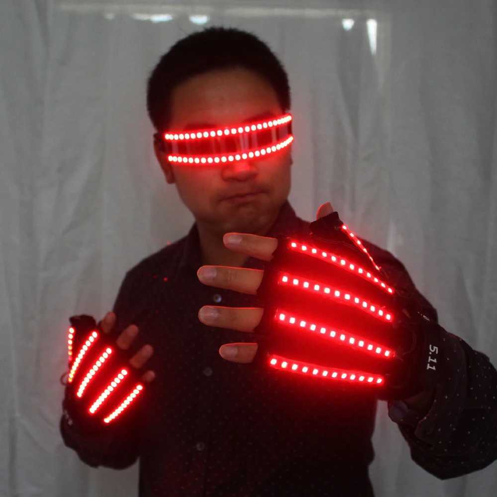 LED Glow Gloves Rave Light Flashing Finger Lighting Glow Mittens Magic Black Luminous Gloves Party Supplies Halloween W250528