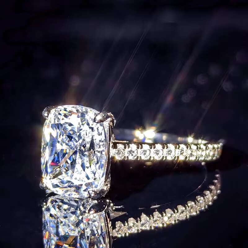 Pass Diamond Tester Luxury D Color Moissanite Halo Womens Radiant Cut Square Ring With 925 Sterling Silver GRA Wedding Gift
