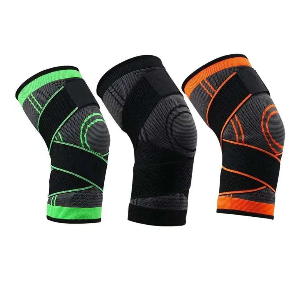 1PC Sports Men Pressurized Elastic Knee Pad Support Fiess Gear Basketball Volleyball Brace Tennis Cycg Protector