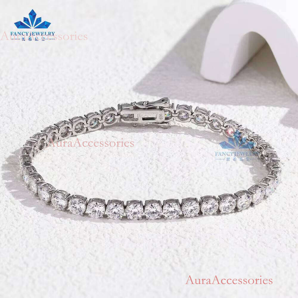 Sier D VVS Moissanite Tennis Women Various Sizes 2mm-6.5mm Gold Plated Bracelet Bangle for Gift or Wedding