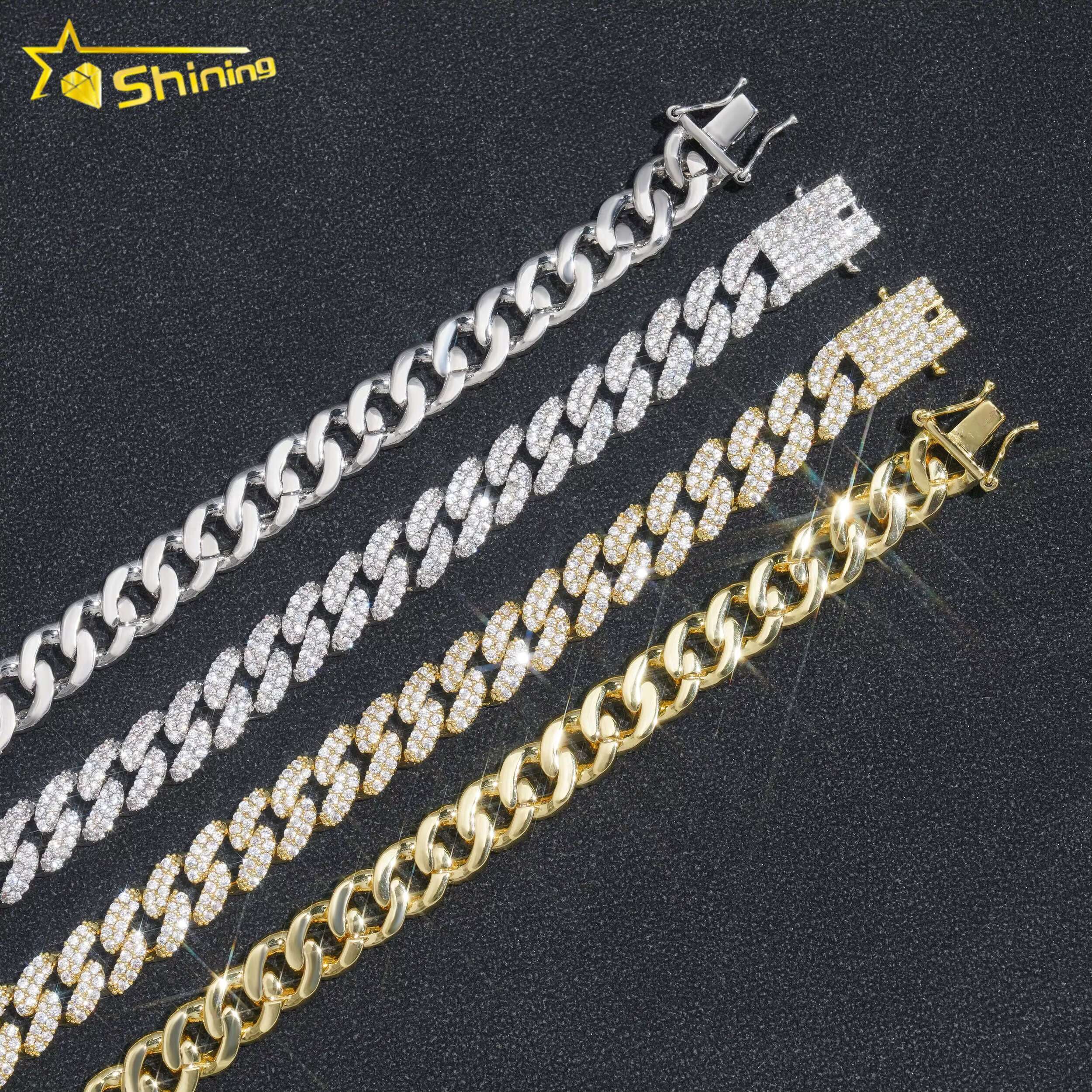 Cheapest Price 8mm 2rows Miami Design Mens Necklace Hip Hop Iced Out Vvs1 Lab Diamond Moissanite Cuban Link Chain