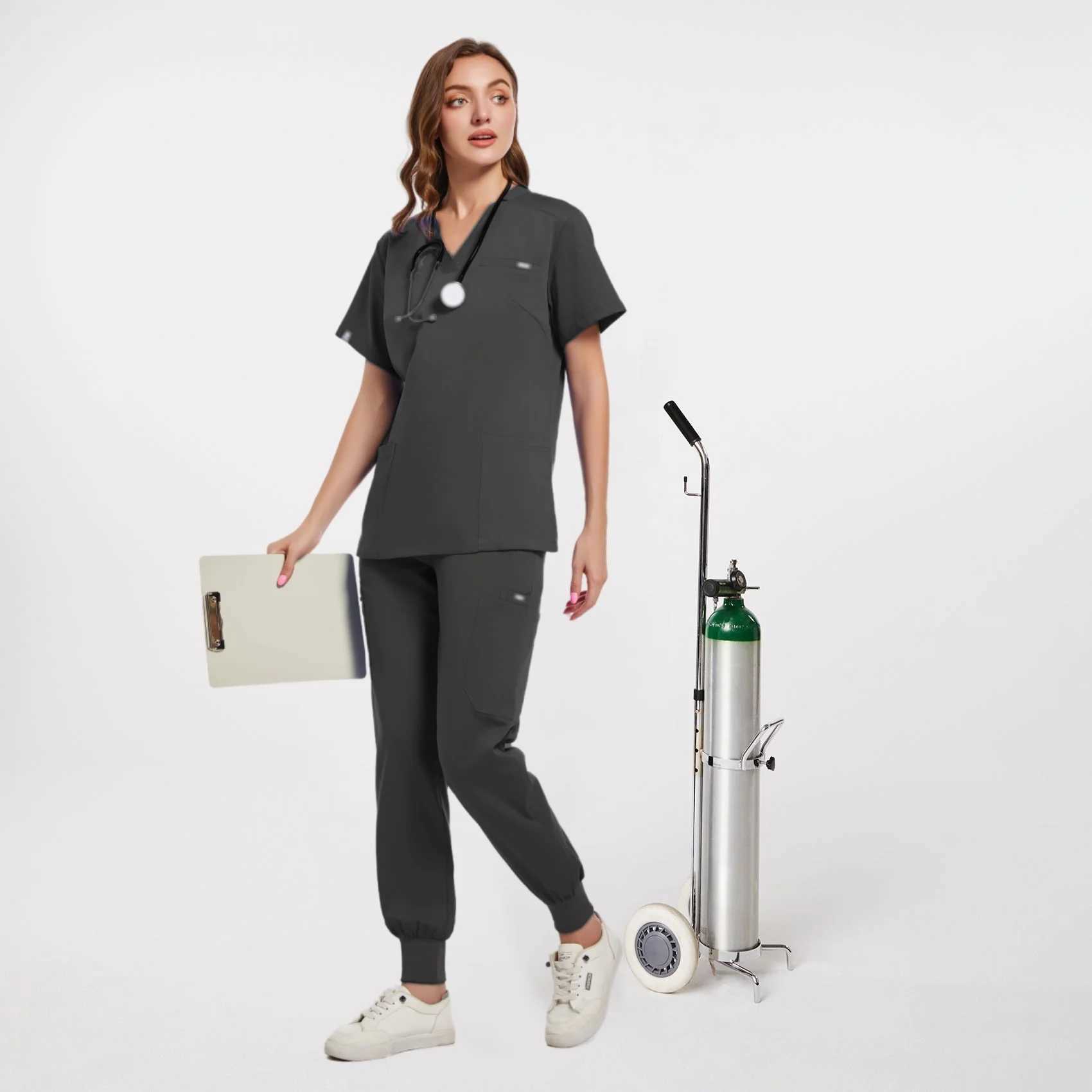 Multicolor Scrubs Uniform Short Slve Tops+Pants Nursing Uniform Women Pet Shop Doctor Scrub Medical Surgery Workwear Scrub Set X2505281