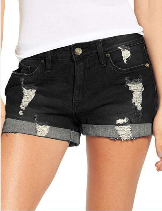 Shorts Women Denim Shorts Elastic Ripped Denim Shorts For Women Jean Shorts