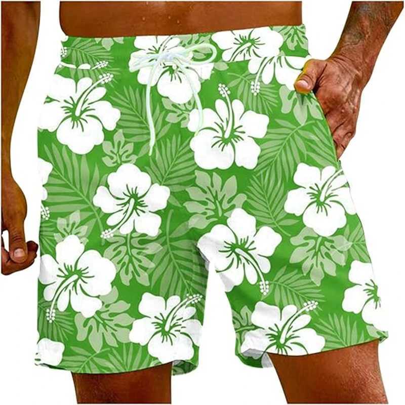 Red Hibiscus Floral 3D Graphic Shorts Mens Swim Trunks Hawaiian Surfing Board Shorts Summer Casual Quick Dry Swimwear Pants X250528