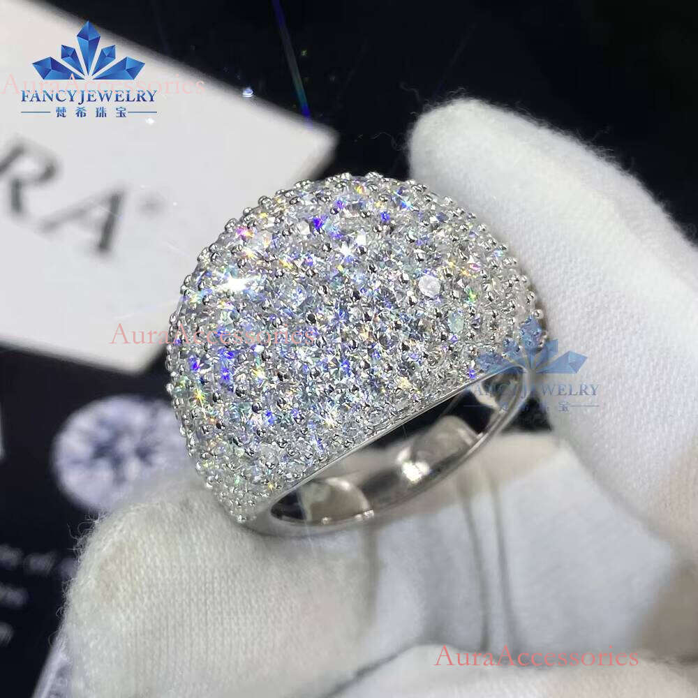 Lab-Grown Melee VVS IGI Certificate D E Color Engagement Hip Hop Synthetic Dia S Sier Ring