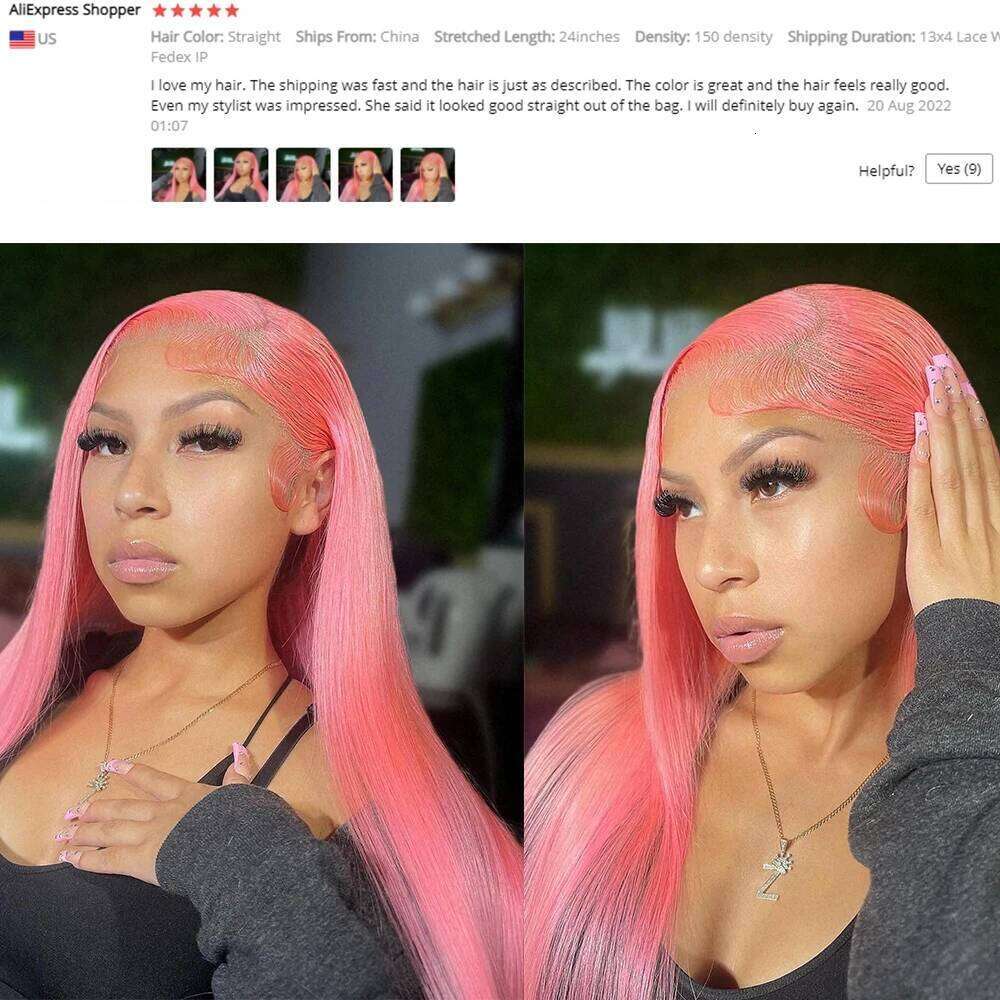 13x6 HD Bone Straight pink Front Human Hair For Women Brazilian 613 Color 13x4 Lace Frontal Wig