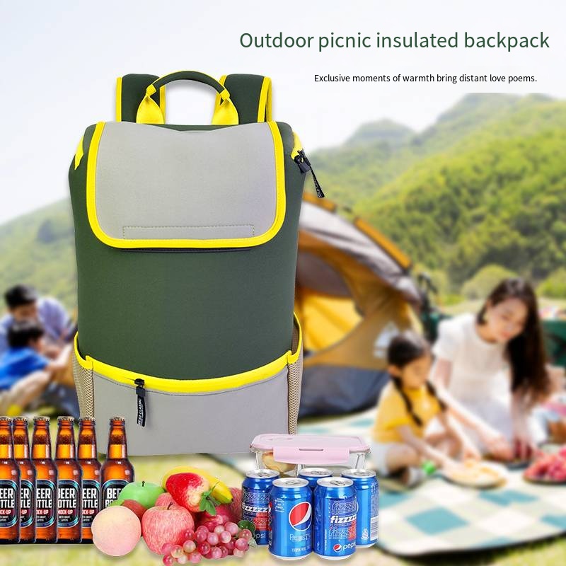 Portable Large Capacity Lunch Backpack with Ice Pack - Insulated Aluminum Foil Outdoor Picnic & Camping Bag