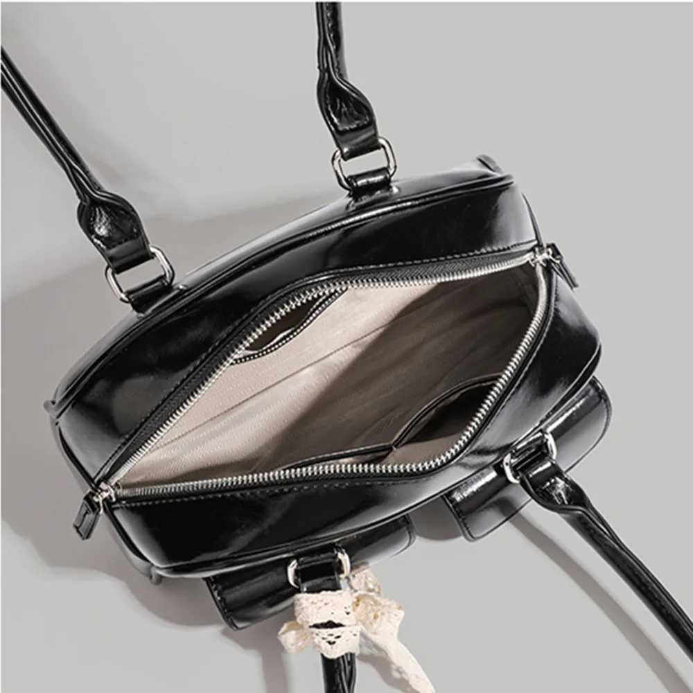 HOT Korean Xu Yunzhen Sane Style Oil Bowling Bag Commute PU Leather Underarm Bag For Women Vintage Large Handbags Purse Y250528