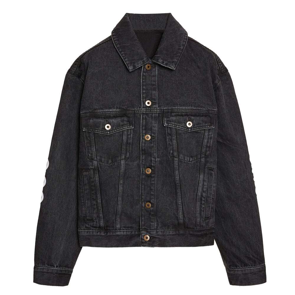Women's Wear CNBY Men's Collar Button Up Long Sleeved Black Denim Jacket Jeans Set #Z1768