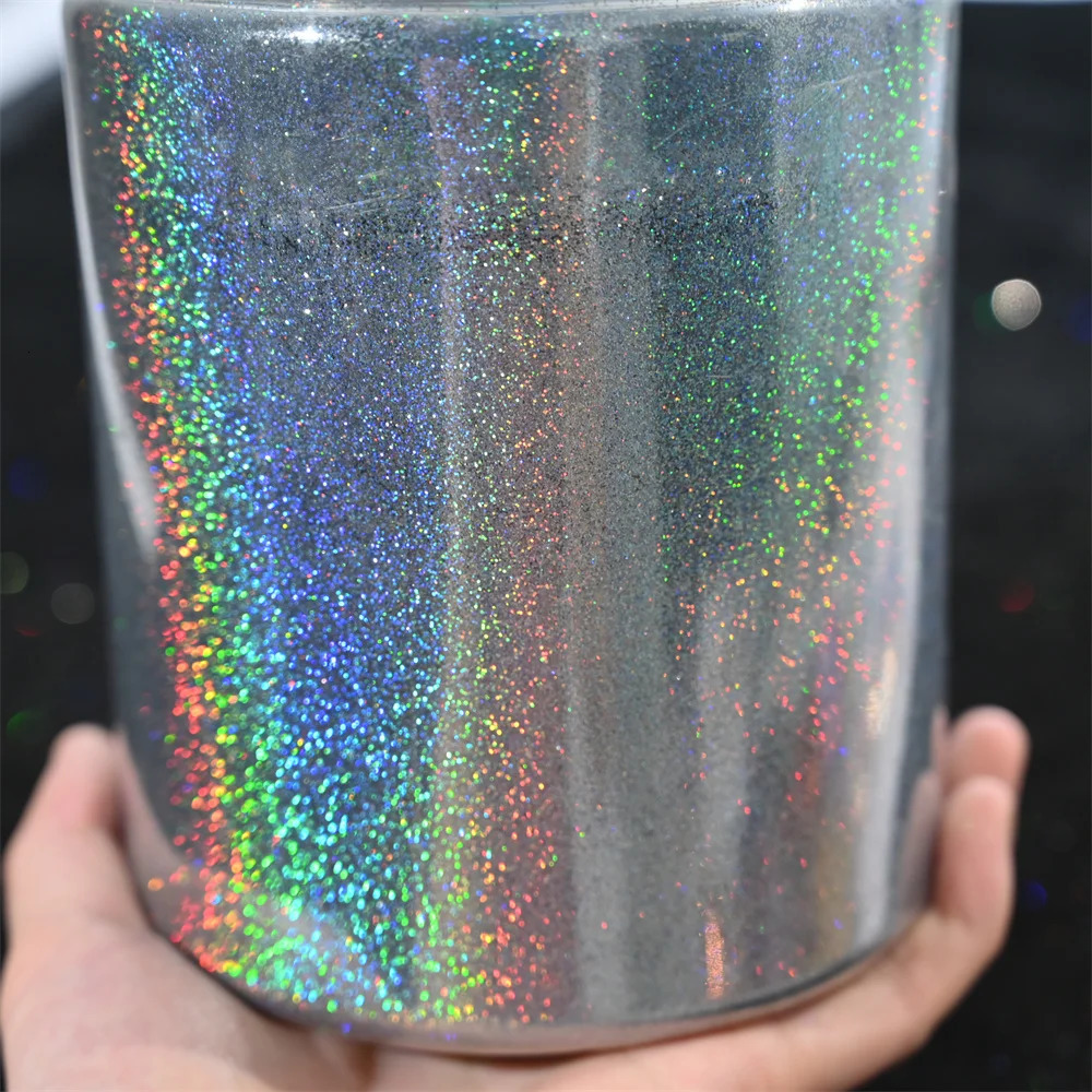 50g/Bag 0.2mm Holographic Laser Silver Glitter Powder 1/128 Manicure Shiny Sparkle Chrome Pigment Dust UV Gel Nail Art Glitters 250523