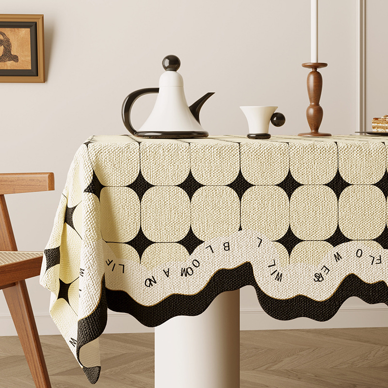B359 American retro romantic oil painting style tablecloth linen fabric waterproof coffee table cloth pastoral style high-grade jacquard cover cloth