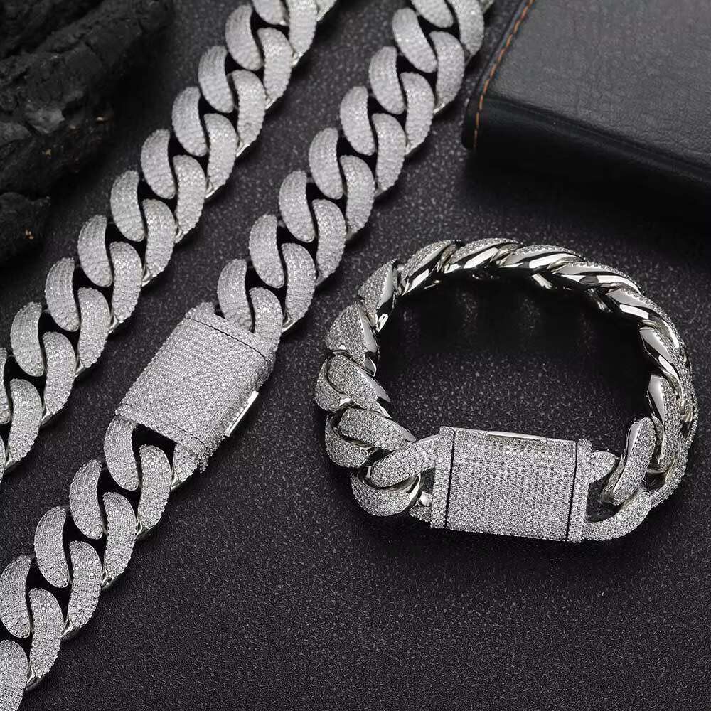 Factory Wholesale Custom 14k 22K Real Solid Gold Certificate Moissanite Dia Fashion Cuban Link Chain Necklace Jewelry