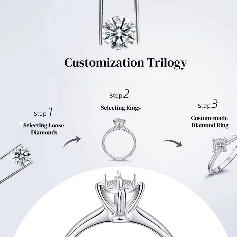Moissanite Jewelry 925 Sterling Silver Moissanite Ring Round White Heart Vvs Diamond Engagement Moissanite Rings