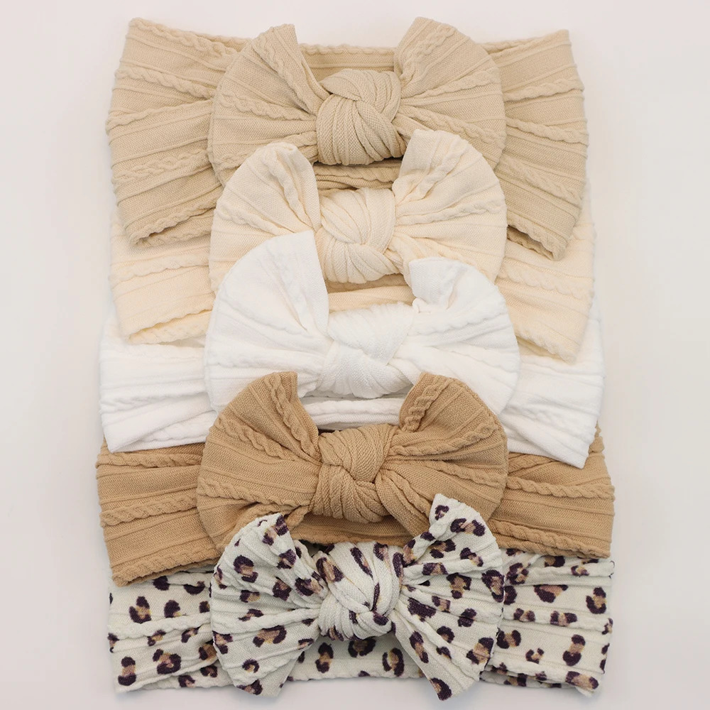 5Pcs Baby Bows Headbands Lot Elastic Knit born Baby Girl Headband Set Children Turban Kids Hair Bands Baby Hair Accessories 250528