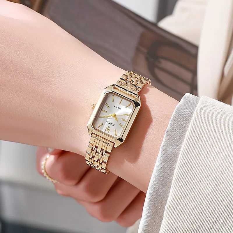 1pc-Womens New Fashion Luxury Stainless Steel Band Watch Minimalist Square Quartz Wristwatch Color Random XJ250527