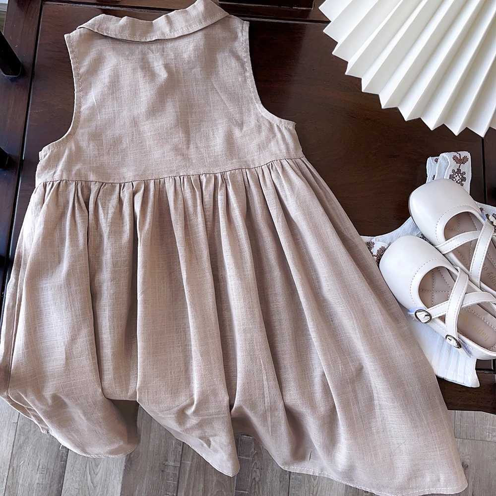 Bear Leader New Solid Baby Girl Dress Cotton Button Kids Dresses Summer Princess Party Dress Toddler Girls Sundress Kids Clothes X250528