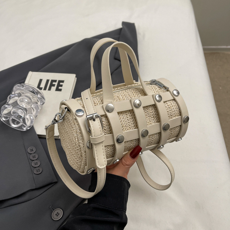 High quality brand high-quality new design free designer bag new Korean style rivet simple single shoulder grass woven crossbody bag brand new free de