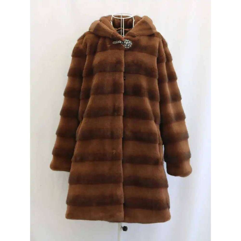 DEAT Fashion Women's Faux Coat Hooded Covered Button Loose Thick Warm Imitation Mink Fur Jacket Winter 2024 New Tide 7AB5406