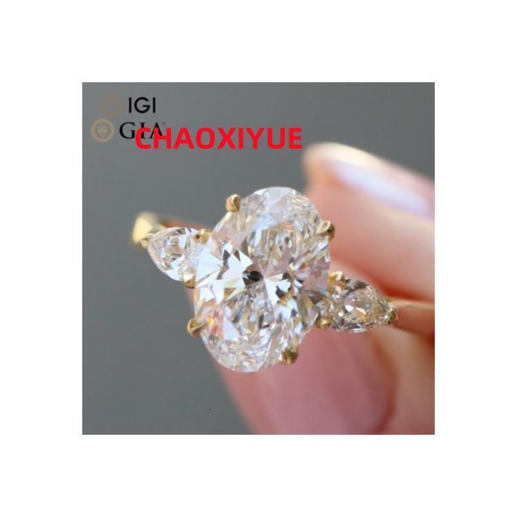 Luxury Customizable 14k 18k Gold Lab-Grown Diamond Engagement Ring Oval Cut Wedding Jewelry for Women Rhodium Plated for Parties