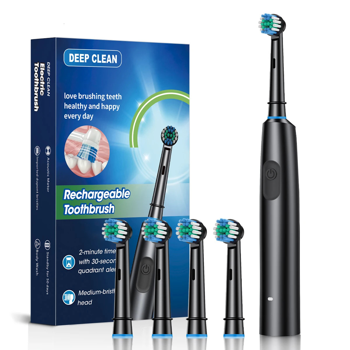 2002 Rotating electric toothbrush 2025 Adult Timer Brush 6 Mode USB Charger Rechargeable Tooth Brushes Replacement Heads Set 250519