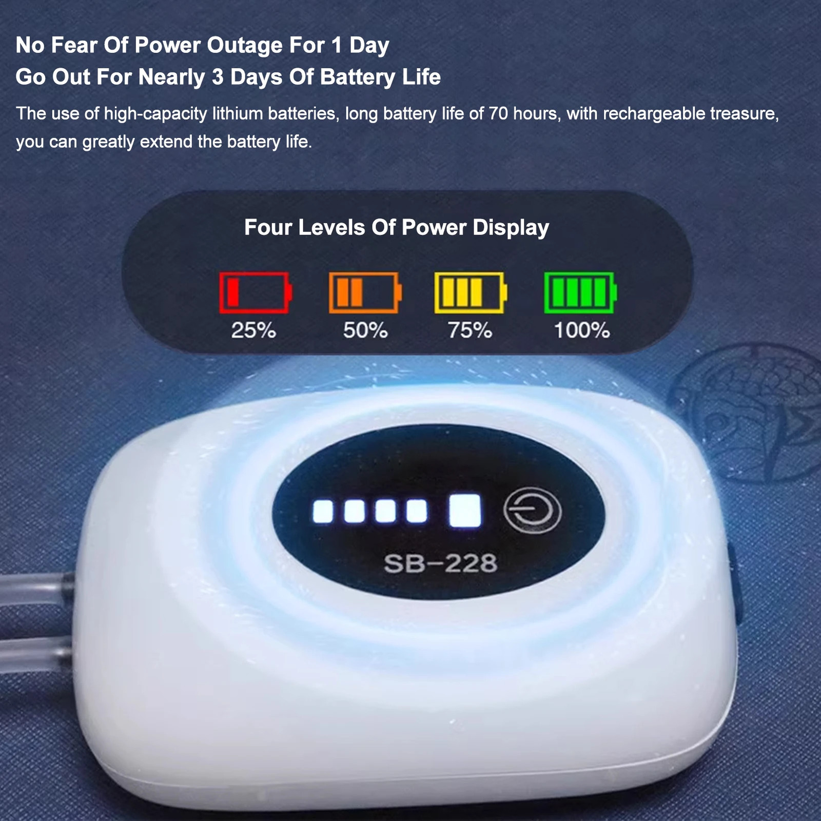 Aquarium Air Oxygen Pump Fish Tank Bubbler Lithium Battery Quiet Durable and Portable Automatic Start-up Ideal 250604