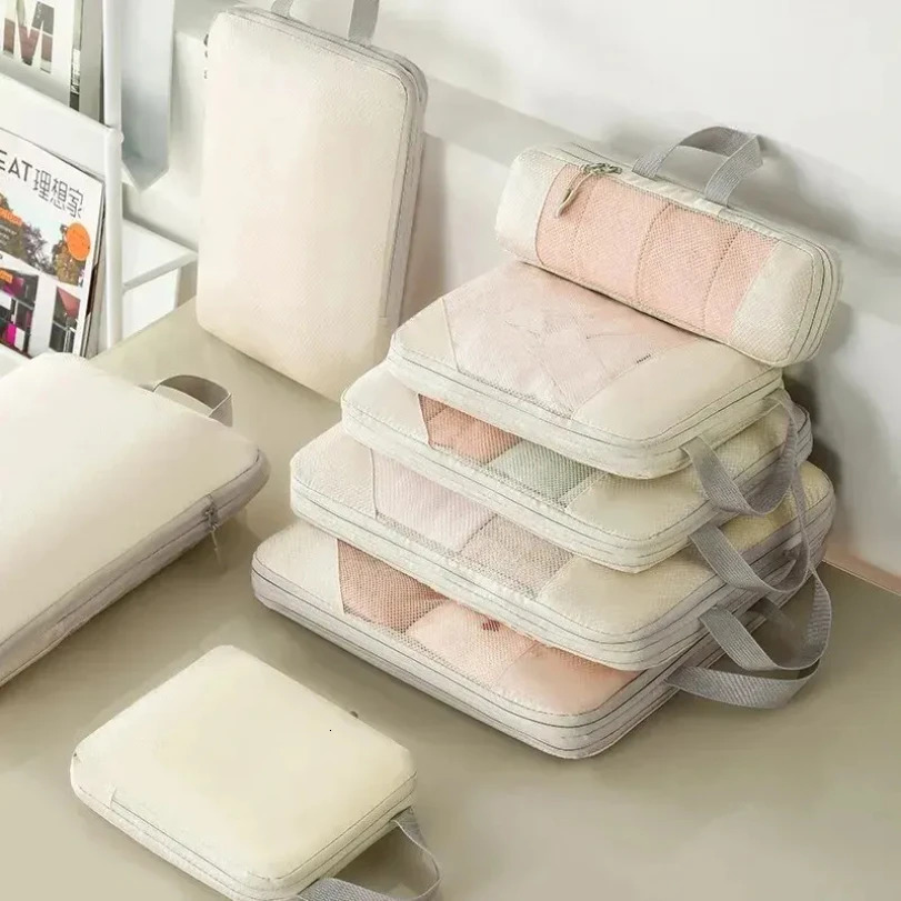 Travel Storage Bag Compressible Packing Cubes Carry on Travel Suitcase Luggage Organizer Foldable Waterproof HandbagTravel Bag 250526