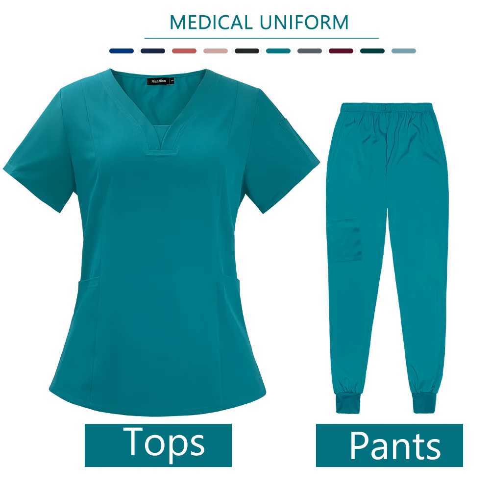 Solid Color Short Scrub Suit Nurse Uniforms Breathable Doctor Uniform for Women Medical Clothing Beauty Sn Work Set X250528